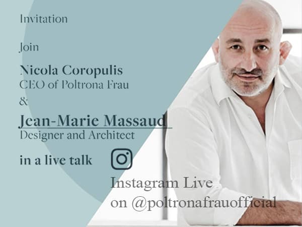 Poltrona Frau Instagram Live Talk с легендарным Жаном-Мари Массо